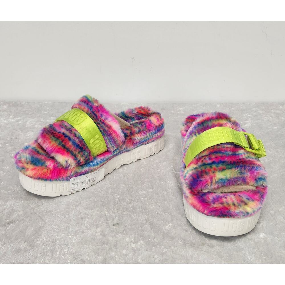 NWT UGG Fluffita Pixelate Womens Multicolor Slip-On Sandals-Size 7